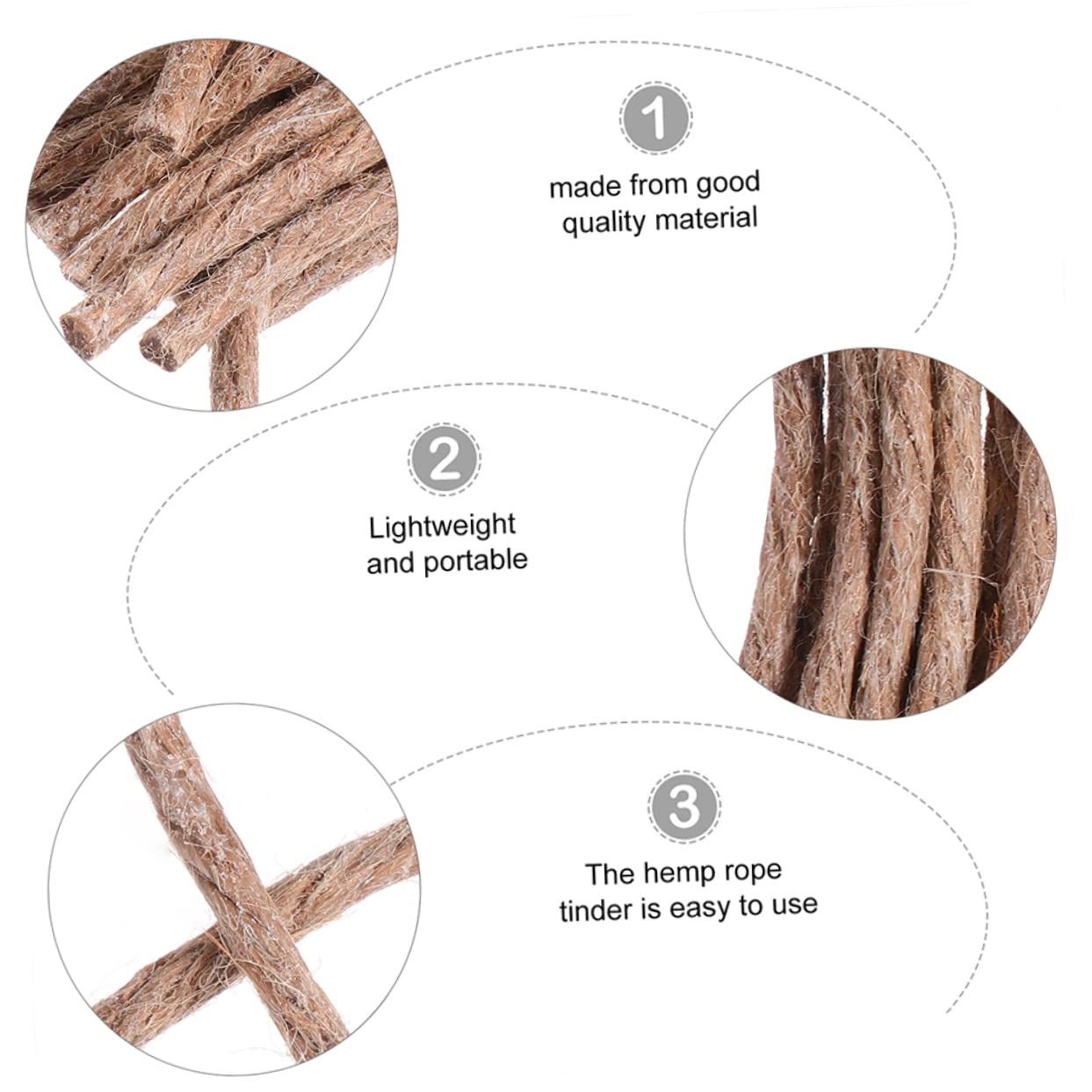 YARNOW 3sets Fire Camping Hiking Rope Wick Fire Starter for Easy Lighting on The Go 20pcs*3