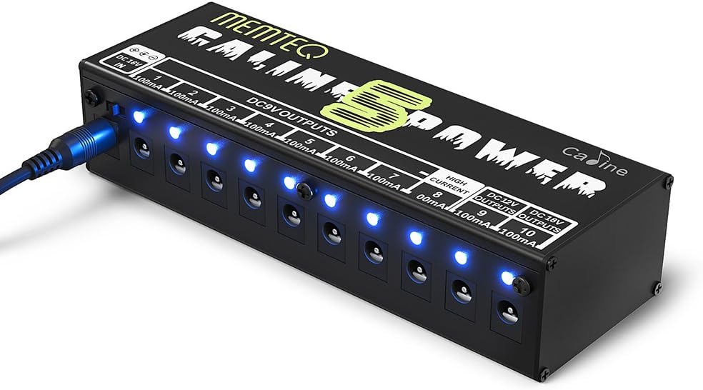 Caline Guitar Pedal Power Supply CP05 Guitar Pedal Power Supply 10 Isolated DC Output for 9V/12V/18V Effect Pedals