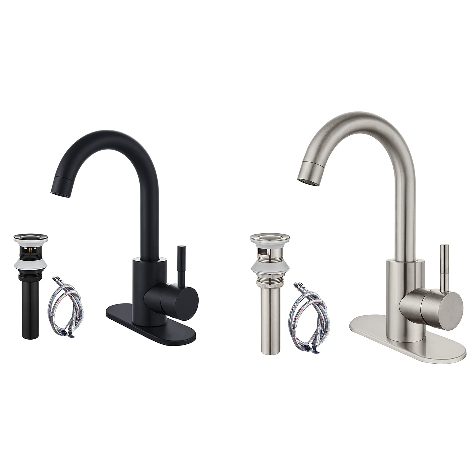 Sxithgkdw Women's Black Brushed Nickel Bathroom Sink Faucet 1 Hole Matching With Matte Bathroom Sink Faucet Deck Mount Sus304 Stainless Steel