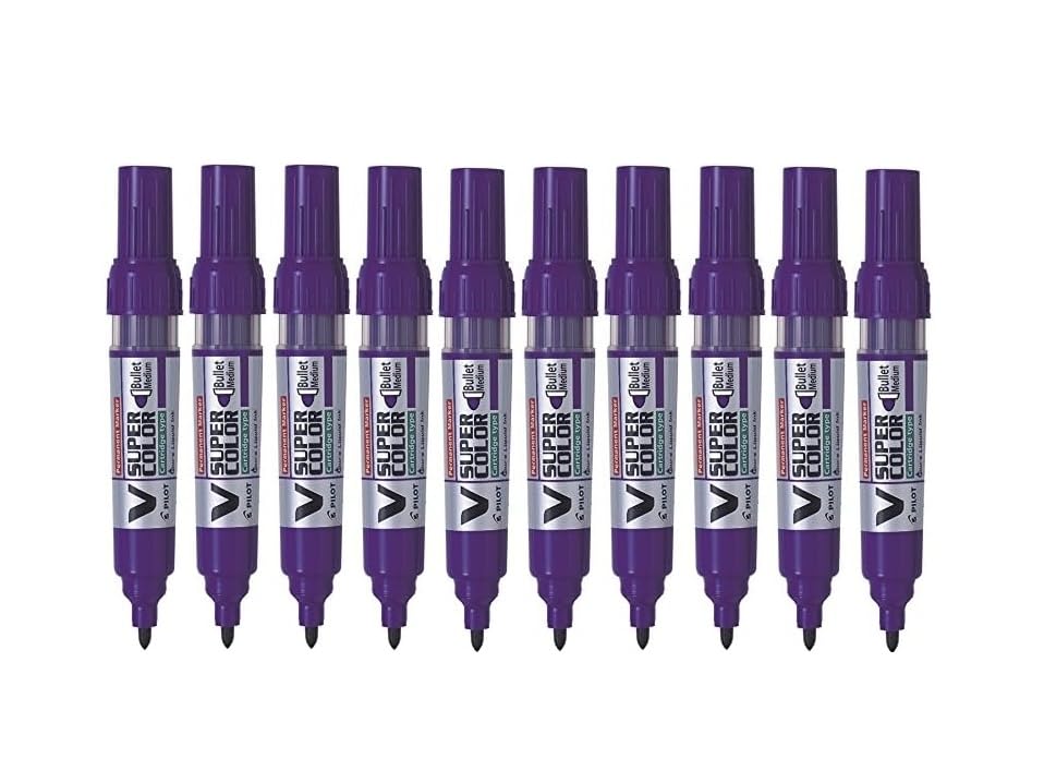 Pilot V-Super Color Medium Tip Bullet Marker (Pack of 10) - Violet