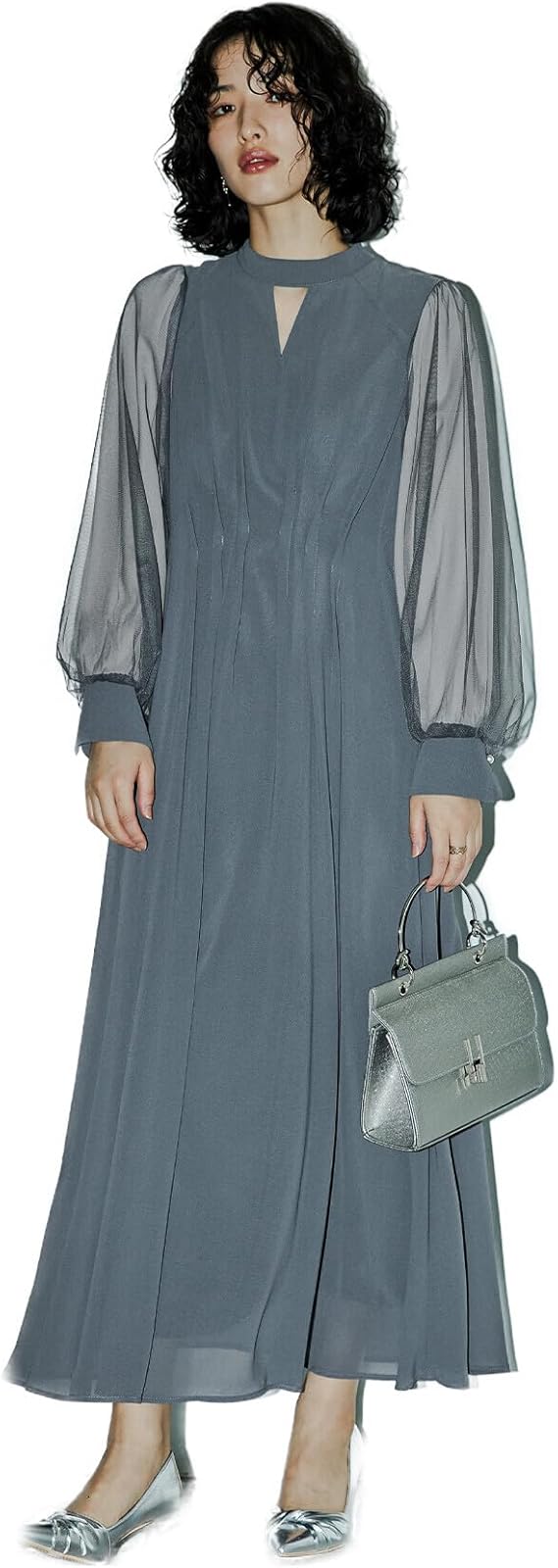 Amazon.co.jp: [niana] Vネックシアースリーブドレス パーティードレス