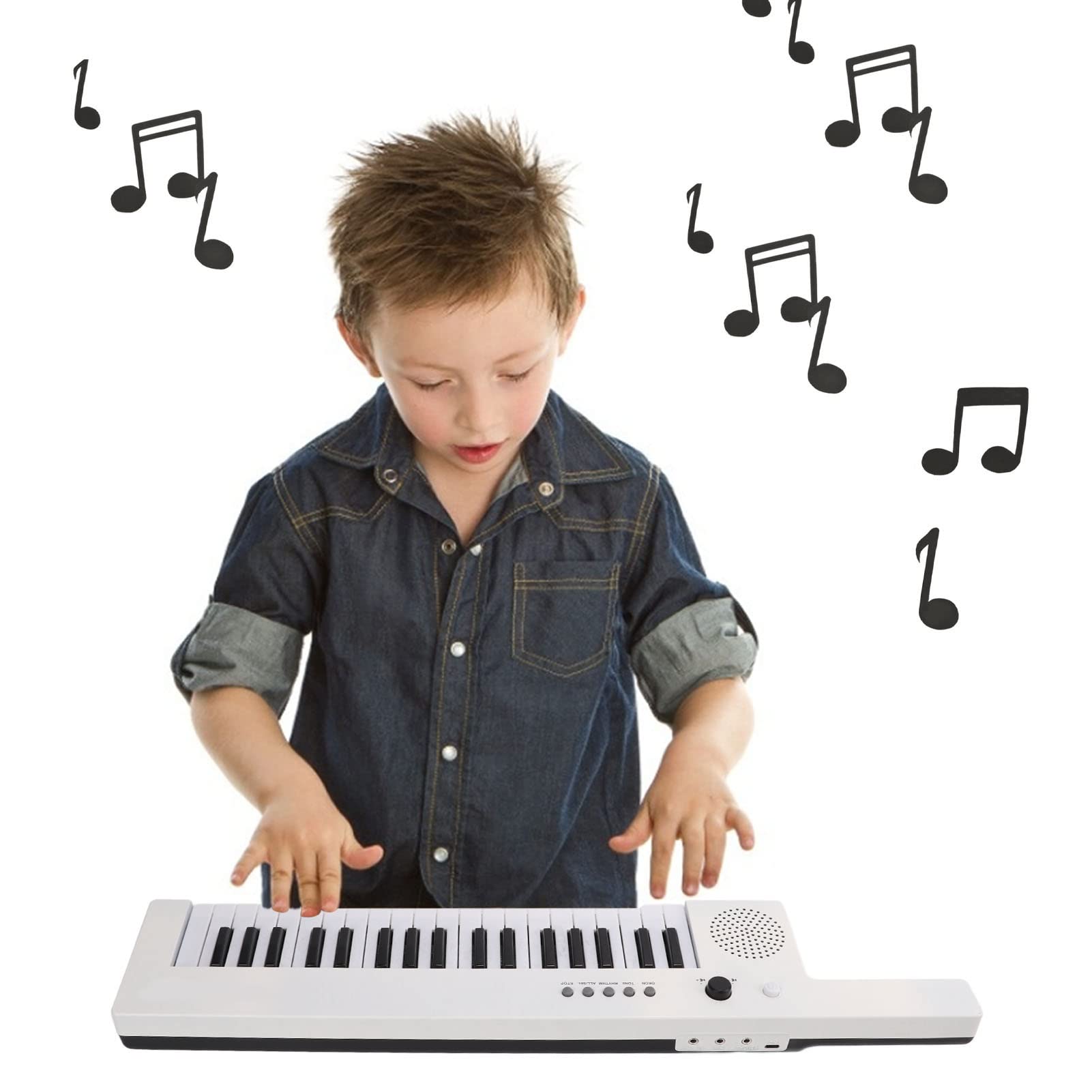 KIMISS Piano con Teclado Portátil de 37 Teclas - Mini órgano Electrónico Keytar para Encendido Electrónico y Práctica Musical con Batería de Litio, Sonido Estéreo, Teléfono y Teclas Multifunción