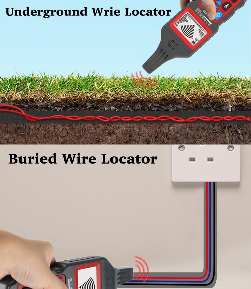 NF-826 Underground Wire Locator, Buried Network & Cable Tester, Short Circuit Wire Tracer, Dog Fence Wire Break Locator, Water/Heating/Gas Pipeline Detector, AC/DC 12-400V