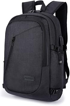 35L Anti-Theft Waterproof Backpack with USB Charging PortBlack