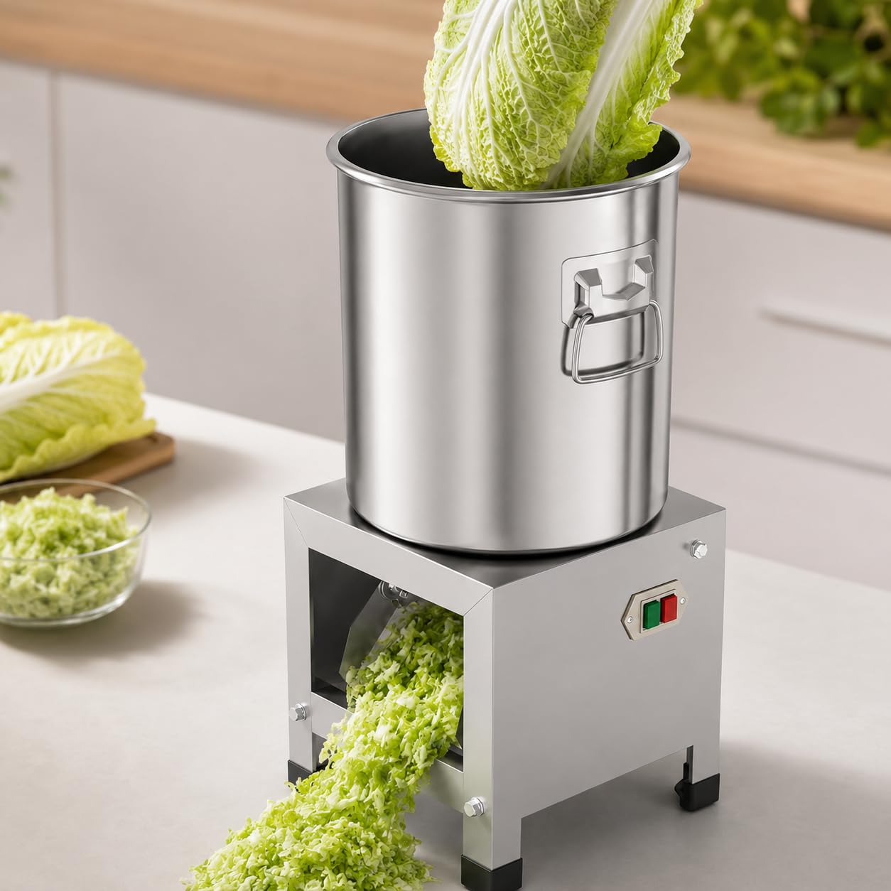 Cortador de verduras comercial de 1800 W, cortador de acero inoxidable resistente para procesamiento de alimentos multiusos, ideal para preparación de alimentos de verduras y aves de corral