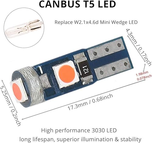 Miniatura 4 de BlyilyB Rojo y azul hielo T5 2721 37 74 cuña LED bombilla PC74 Twist sockets reemplazo tablero tablero luces panel instrumentos Cluster LED Lámparas