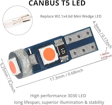 Red T5 2721 37 74 Wedge Led Bulb PC74 And White T10 194 168 PC194 PC195 PC161 PC158 With Twist Lock Socket Dash Instrument Cluster LED Light Bulbs