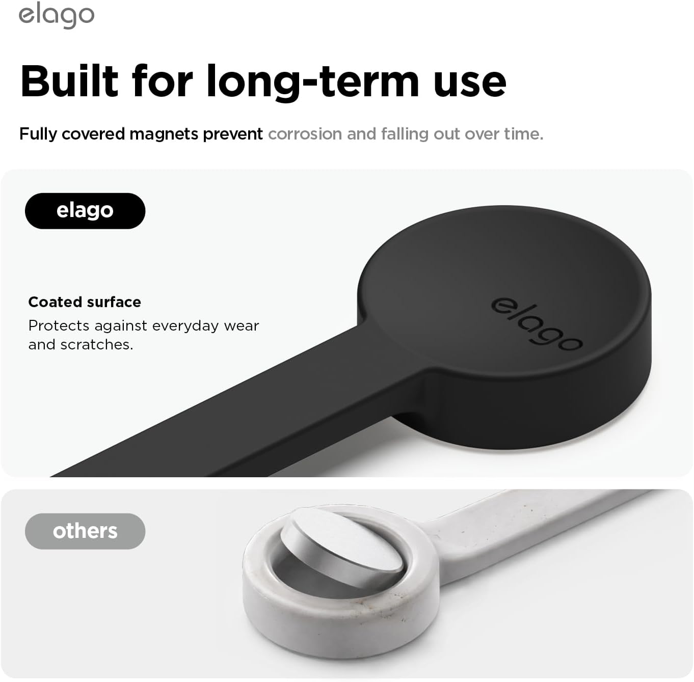 elago 3 Pack Magnetic Cable Ties, Premium Silicone Cord Organizer, Reusable Magnetic Cable Organizer (Black)