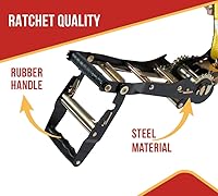 Vista 4 de Mytee Products Correa de trinquete amarilla de 2" x 27' con ganchos en J - Resistencia de rotura de 10,000 libras - Correa de amarre resistente