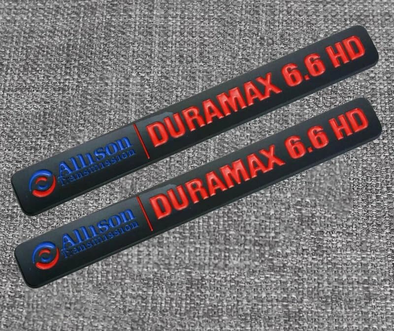 Image of 2Pcs Allison Transmission 6.6Hd 6.6 Hd Emblems 3D Badge Decal Compatible with Dura-max 2500Hd 3500Hd Silverado Sierra Truck (Black Red)