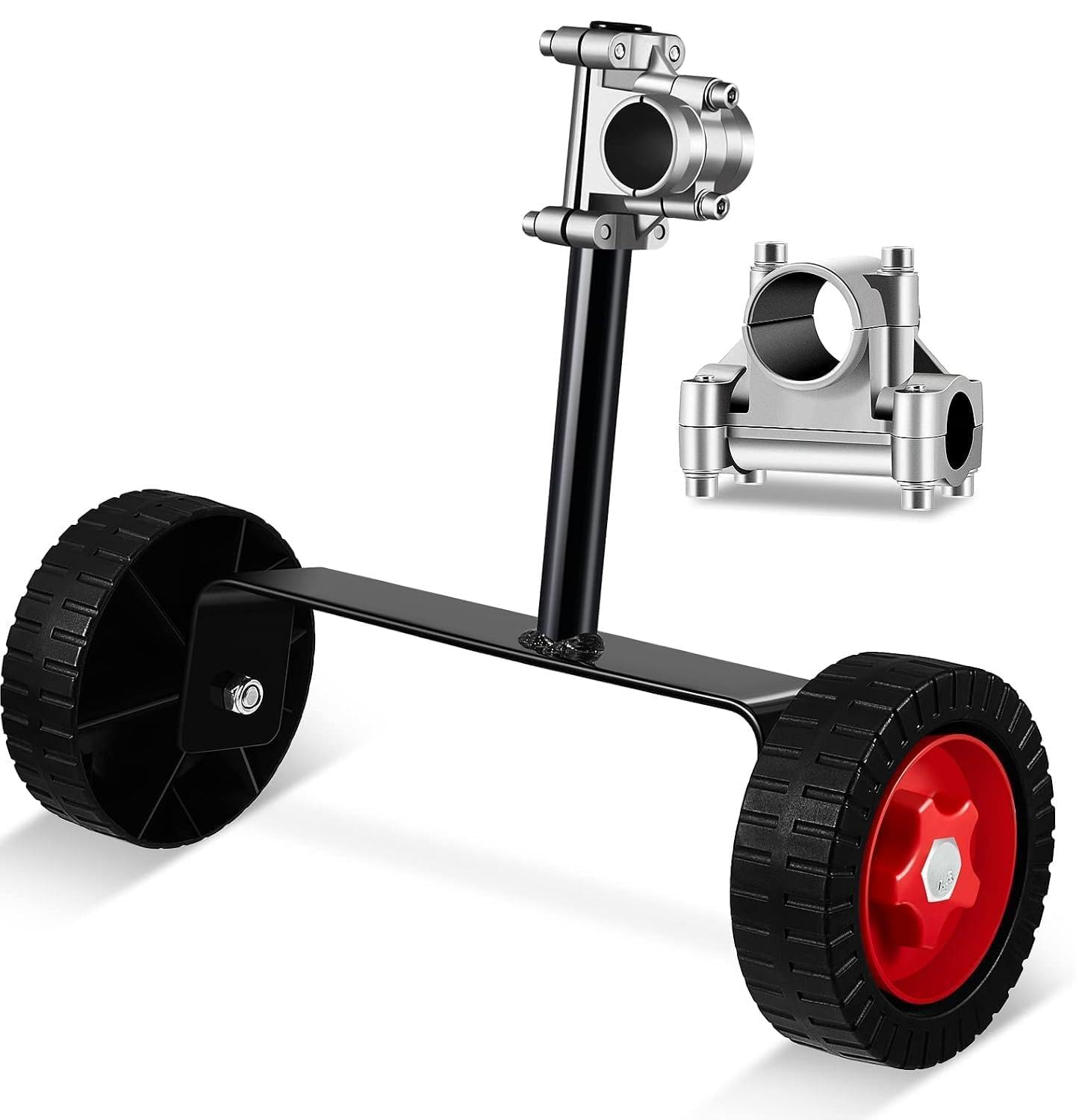 Roues de Support Ajustables pour Débroussailleuse à Fil, Pivot 180° et Contrôle Hauteur, Design Ergonomique Anti-Fatigue Bras, en PP et Métal, Plusieurs Tailles pour Arbres Droit