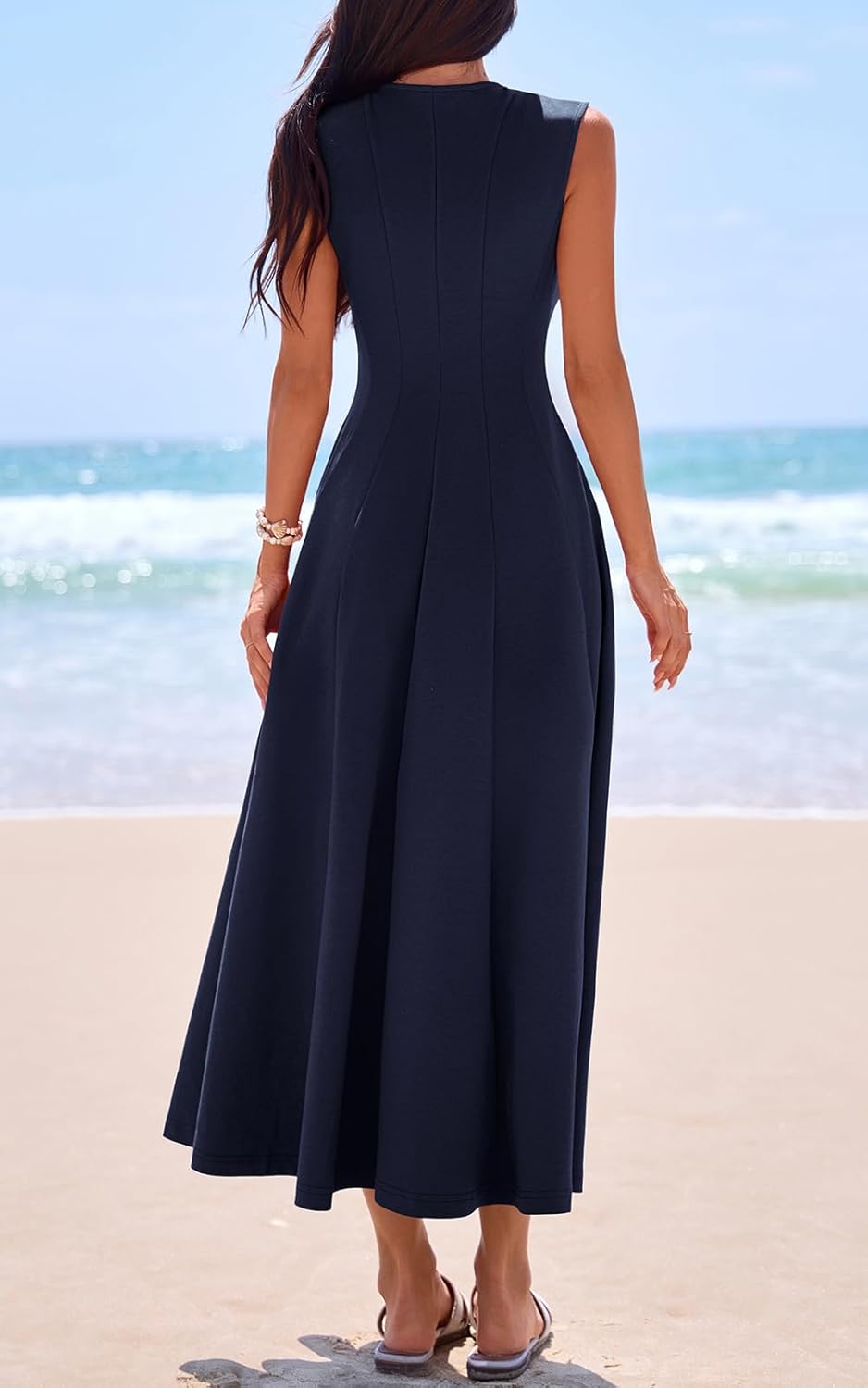 PRETTYGARDEN Sleeveless Crewneck Spring Maxi Dresses for Women 2026 Elegant Classy Semi Formal A Line Modest Party Dress