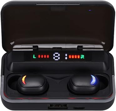PUSOKEI Earbuds Headphones with MIC,Smart Noise Reduction Bluetooth 5.1 Earphones with LED Display Charging Box for Sports Driving Housework