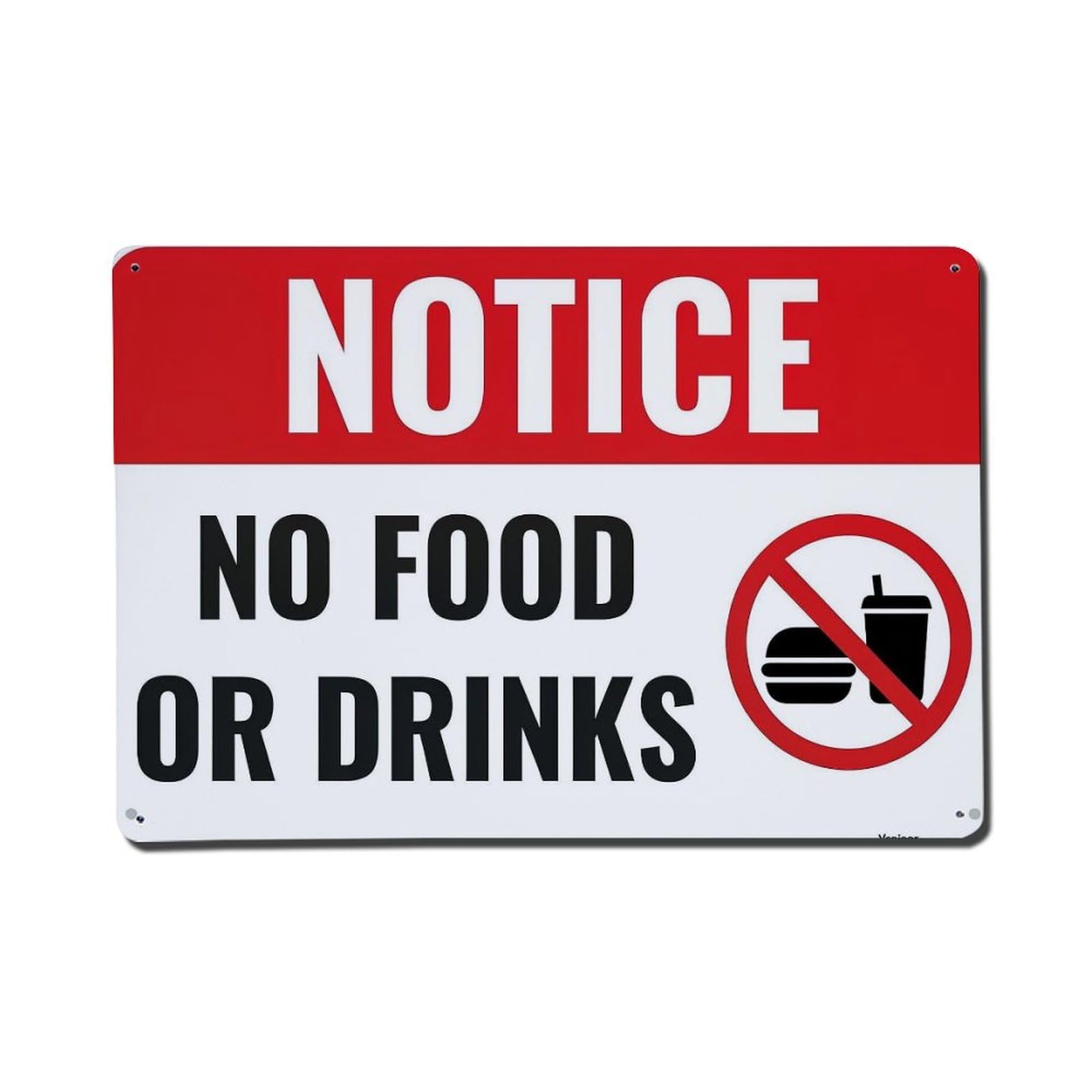 Bliveurn Vintage Notice No Food Or Drinks Retro Metal Tin Sign, Metal Poster For Home, Gaming Room, Studio Workshop,Bar,Garage Wall Art Decor 8X12 Inch