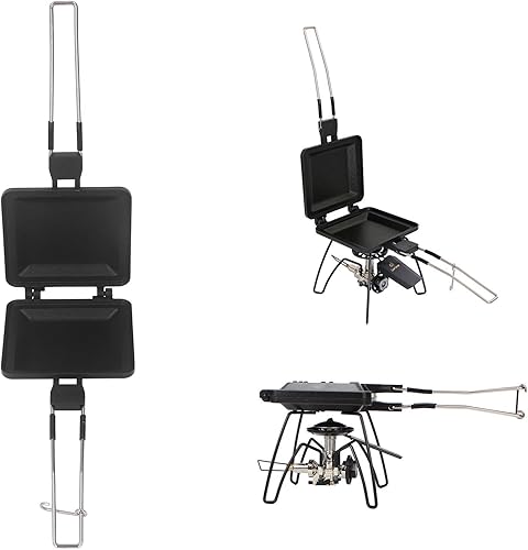 Miniatura 9 de Máquina de sándwiches calientes, doble cara, plegable, portátil, antiadherente, para estufa, parrilla, sartén abatible para acampar en el hogar