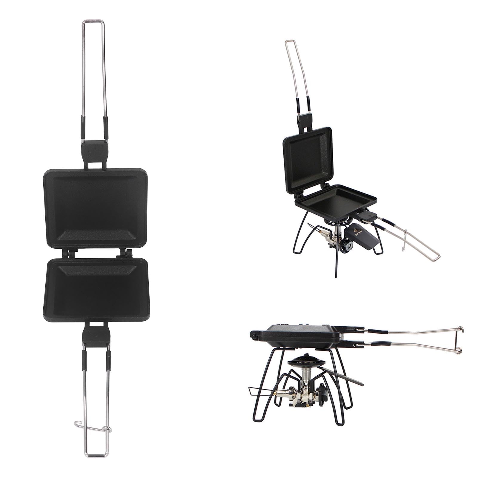 Machine à Sandwich multifonctionnelle Pliable et Portable avec revêtement antiadhésif, poêle à Pression, poêle, Grille-Pain pour la Maison, Le Camping en Plein air, la randonnée