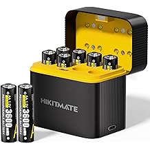 Rechargeable AA Lithium Batteries with Charger 8 Pack, 3600mWh High Capacity, 1.5V Constant Output, 1600 Cycles, Double A Batteries for Blink Camera, Rrmote Control, Smart Locks, Toys