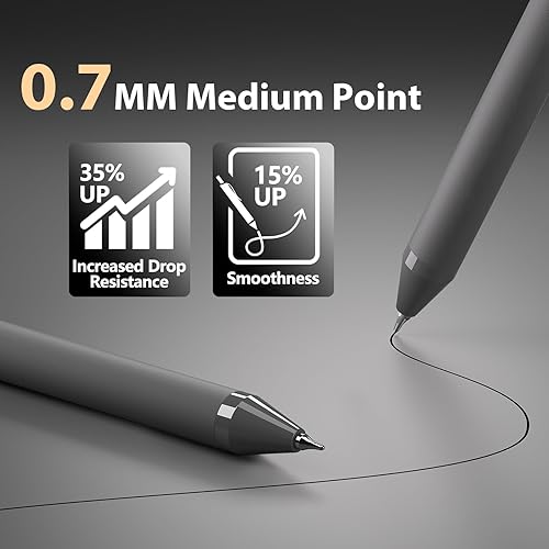 Miniatura 2 de 24 bolígrafos de gel  Bolígrafos de tinta negra de 0.028 in de punta fina retráctil suave escritura  Bolígrafo de agarre suave de secado rápido para