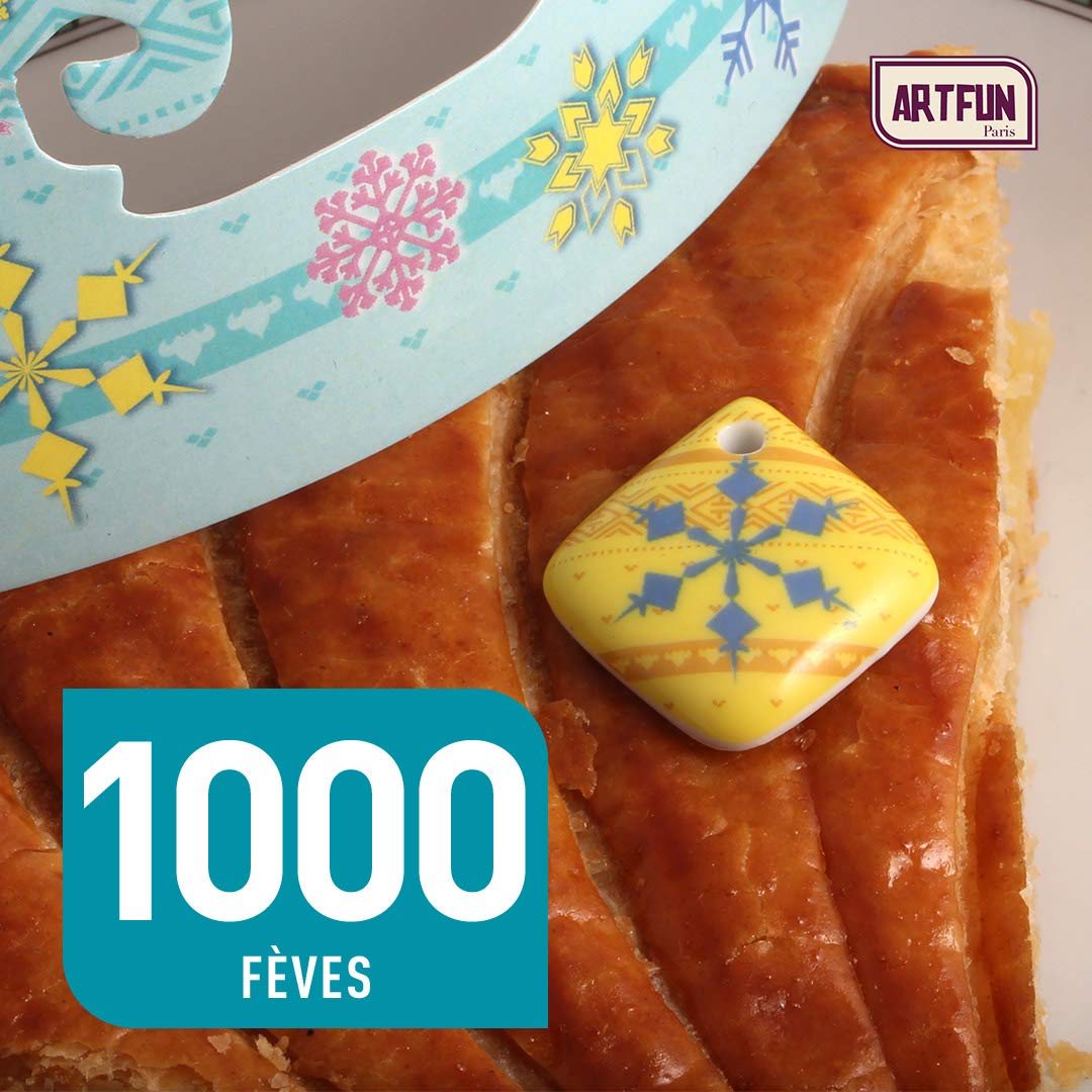 ArtFun Lot 1000 FEVES Collection Flocons Rois des Neiges - Feve Galette des Rois Epiphanie Premium - Feve Porcelaine Alimentaire