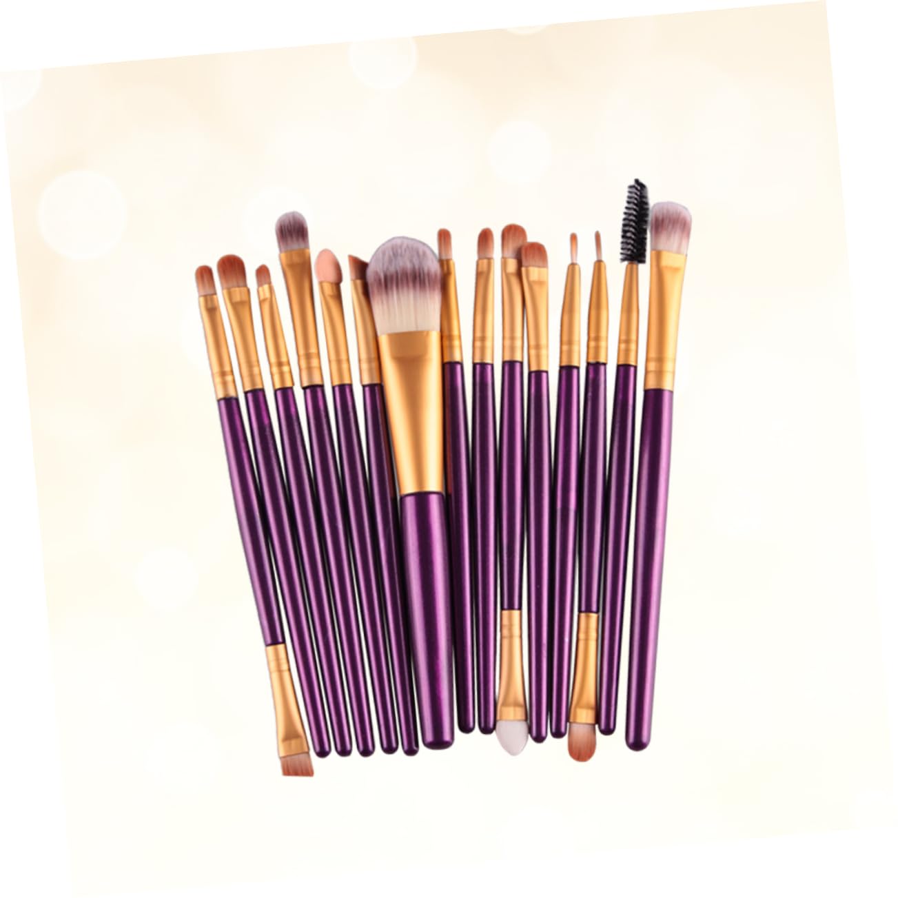 FRCOLOR Set Di 3 Pennelli Per Il Trucco Setole in Nylon Pennello Per Fard Per Donna Manico in Plastica Dorata Pennelli Per Cosmetici Per Uso Quotidiano 15 Pezzi*3