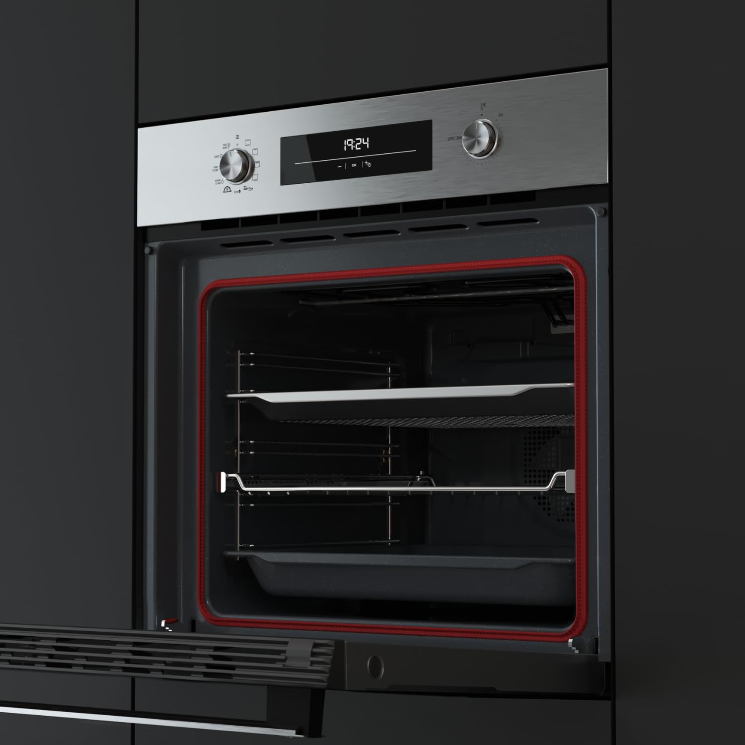 TEKA Four multifonction Airfry, système HydroClean, 9 fonctions, 71 l, guides télescopiques, modèle NEO HSB 6466
