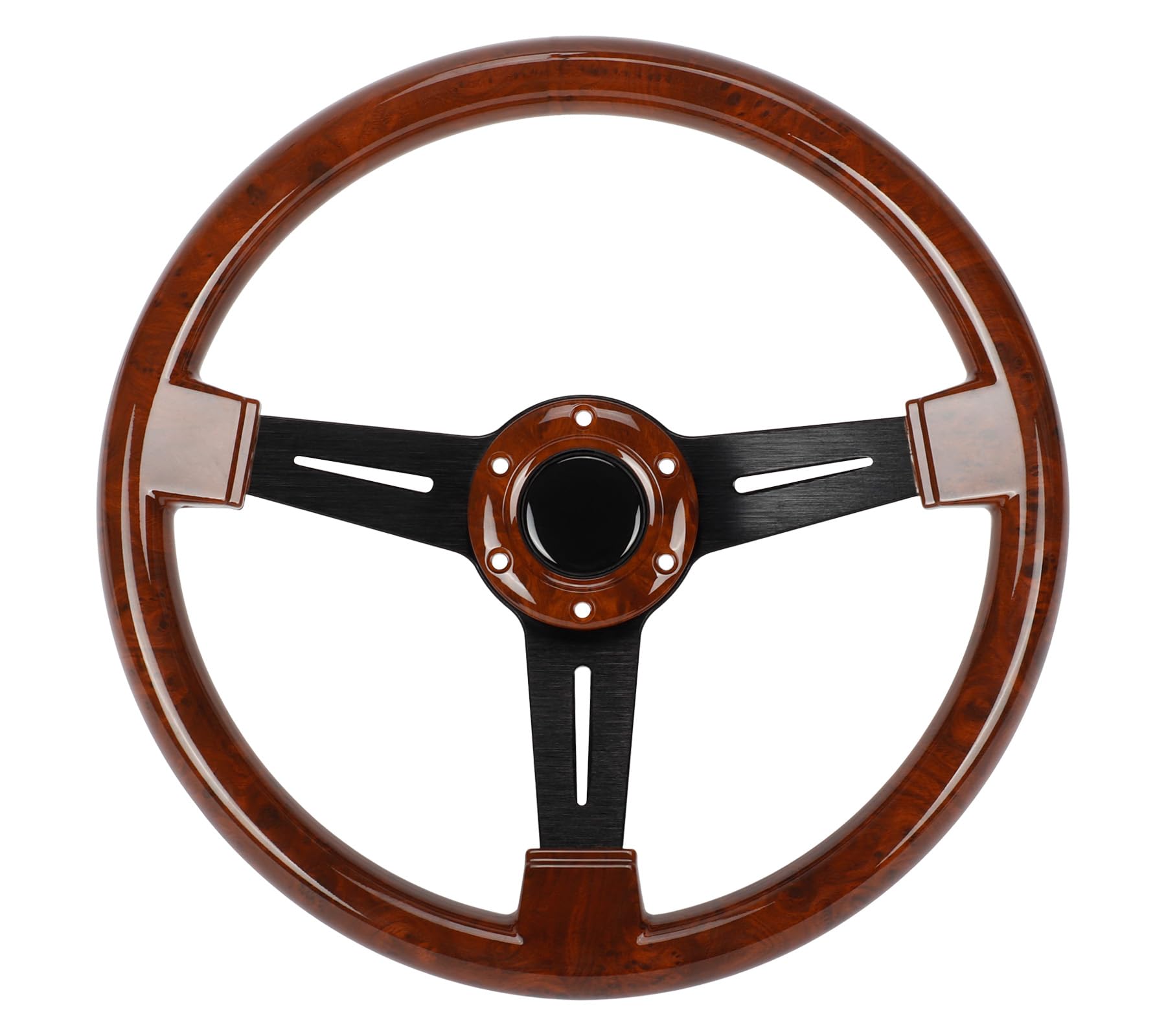 aleawol 350 mm Volante in Legno, 14 Pollici Volante in Mogano Classico con Kit Clacson per Auto Modifica Retrofit