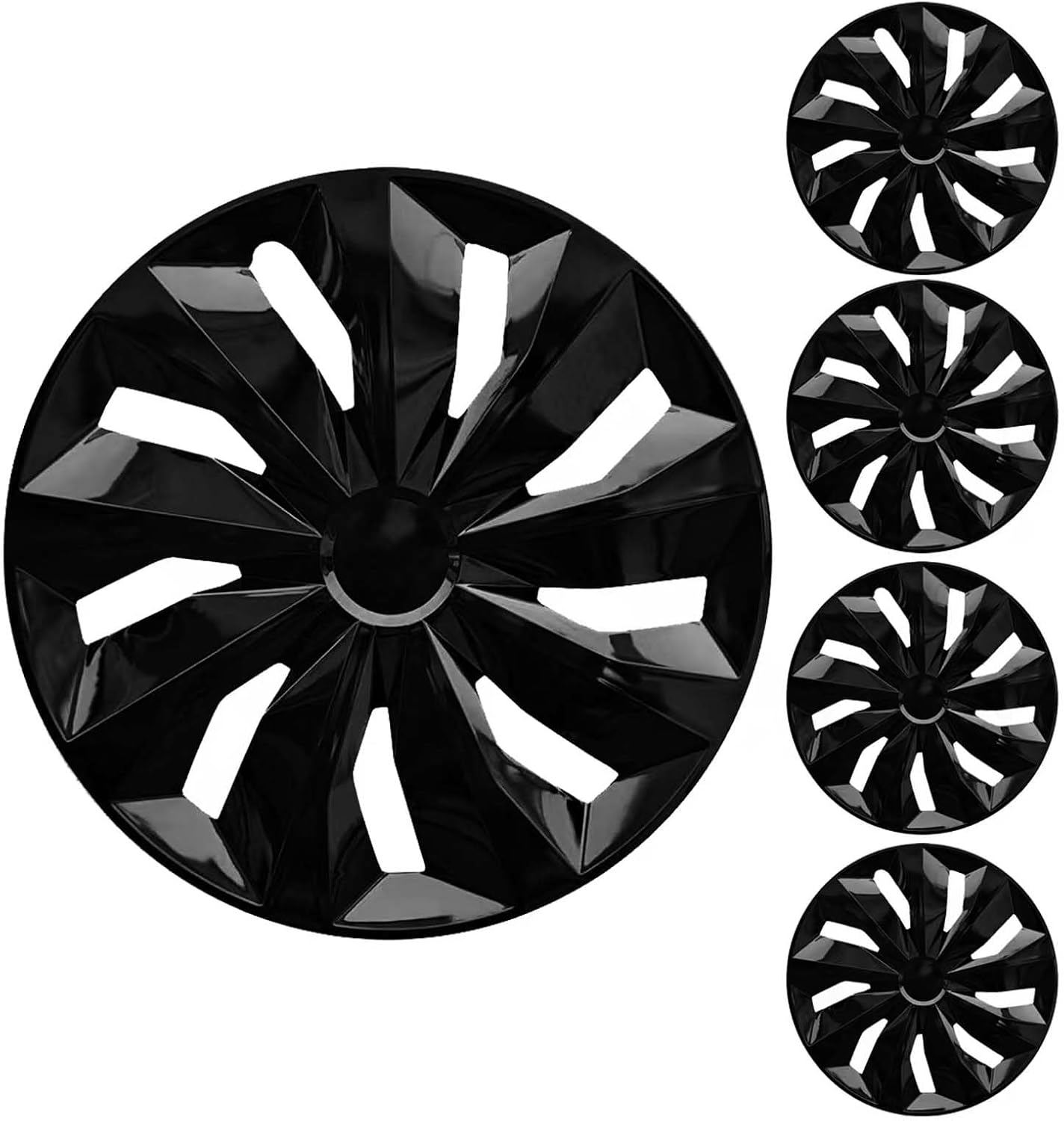 16" Black Wheel Rim Cover Hubcaps Replacement R16 Hub Caps Snap On Universal Wheel Rim Cover ABS Exterior Accessories for Car Trunk SUV Set of 4 16 inch Black