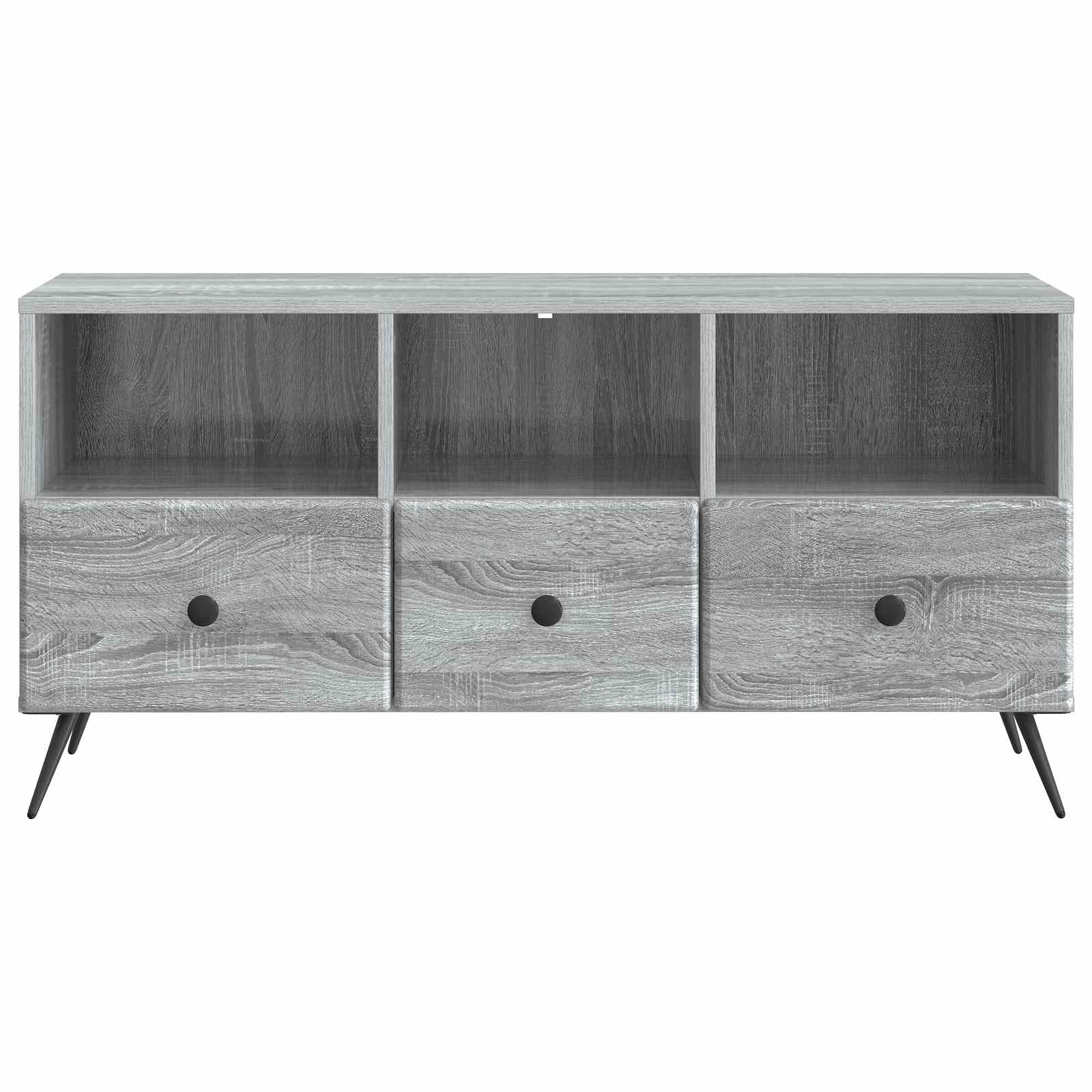 TV-Schränke Graues Sonoma 102 x 34,5 x 50 cm Holzwerkstoff mit Stauraum Kabelmanagement und Schubladen für Wohnzimmer Heimkino Media Center