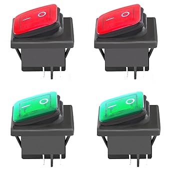 JINXIAN 4 Pcs Rocker Switch 16A/250V 20A/125V Toggle 4 Pin 2 Position ...