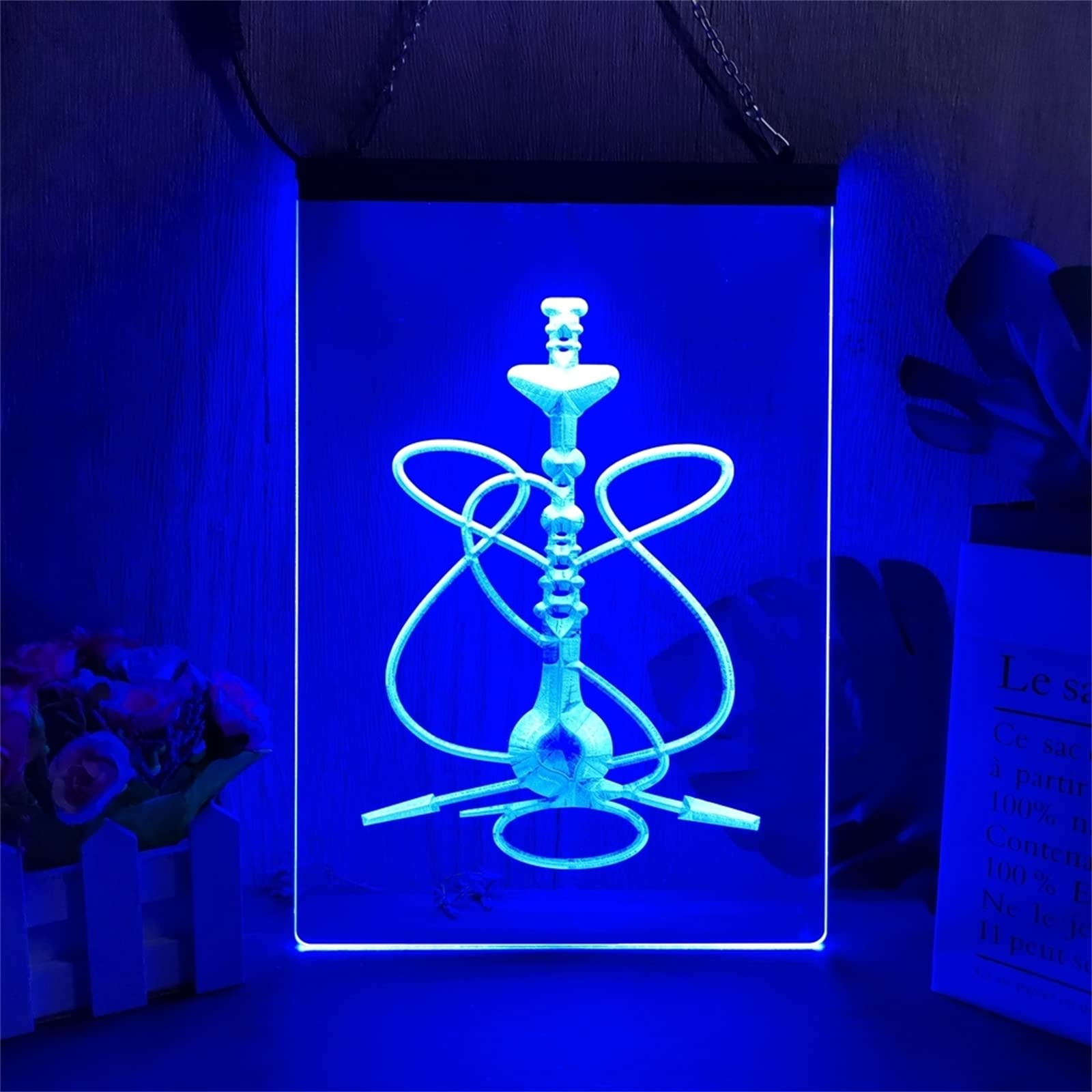 Señal de neón LED de Barra Shisha, decoración de Pared de Tienda de cachimba, atenuación remota RGB, Luces de neón USB, Luces nocturnas, señal Luminosa,30x20cm