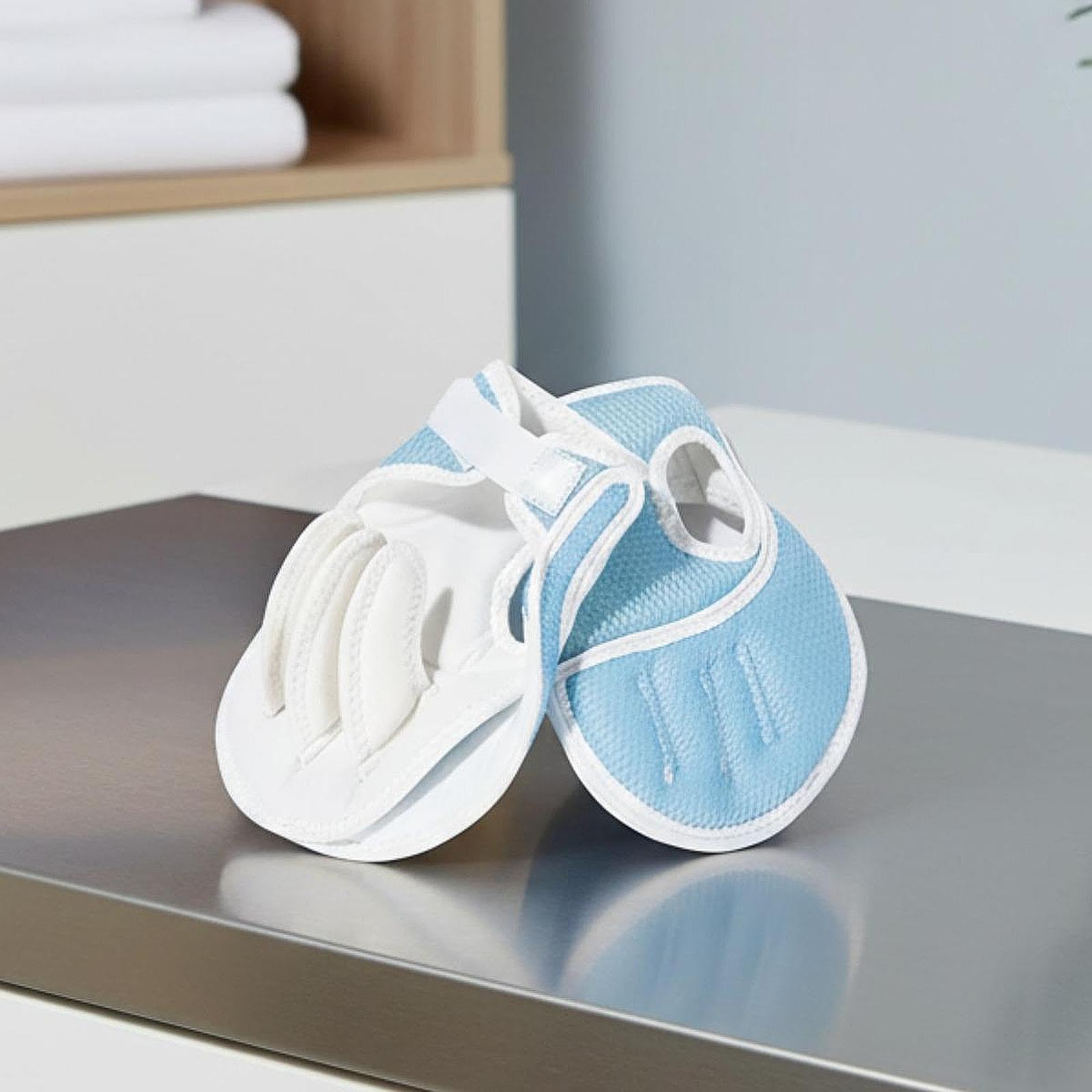 Guanto tore per dita, tutore per dita con stecca per mani, cuscino per mani, per il palmo, Blu