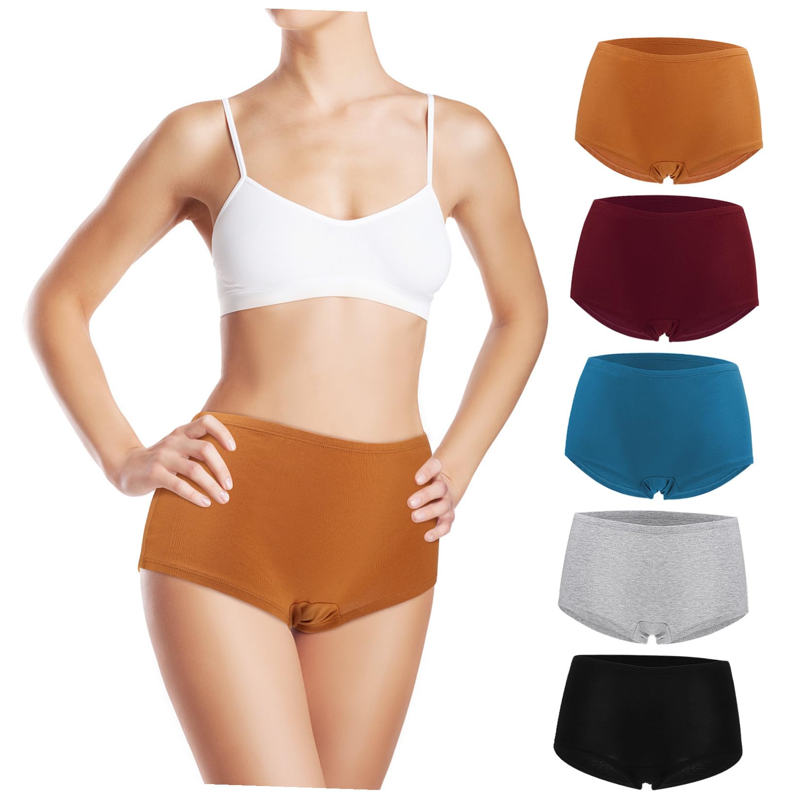 Abaodam Slip in Cotone da Donna Taglia S, 5 Pezzi, Copertura Totale | Stile Boyshorts, Uso Quotidiano e Attività All'aperto, Design Versatile per Donna e Signora
