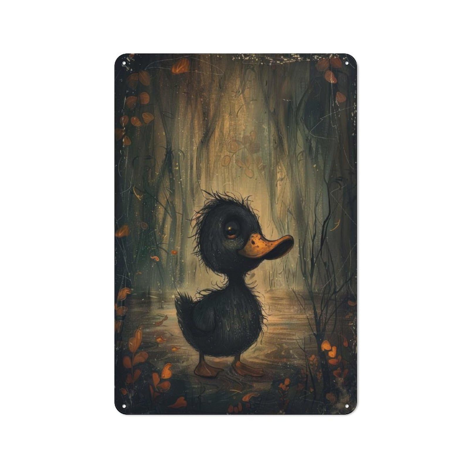 Junmoney Enchanted Black Duckling Classic Metal Wall Decor 30X20cm, Vintage Metal Sign For Hallway, Home Bar, Garage Or Study
