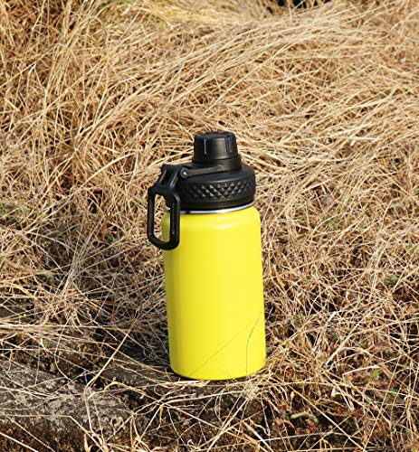 Colorful Popo 12 Oz Kids Stainless Steel Water Bottle, Double Wall Vacuum Insulated Tumbler Thermoses With Wide Mouth Leakproof Spout Lid - Yellow #TOP4