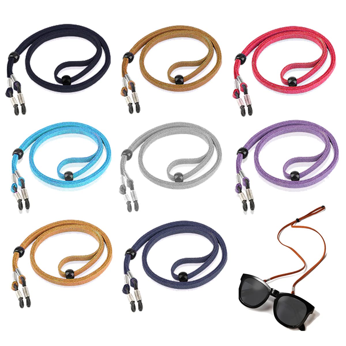 Sponsored Ad – 8 Pcs Adjustable Leather Eyeglass Straps, Multicolor Anti-slip Eyeglass Chains Cords Lanyard Eyewear Retainers, Sport Sunglass Retainer Glasses Holder Strap for Men Women and Kids