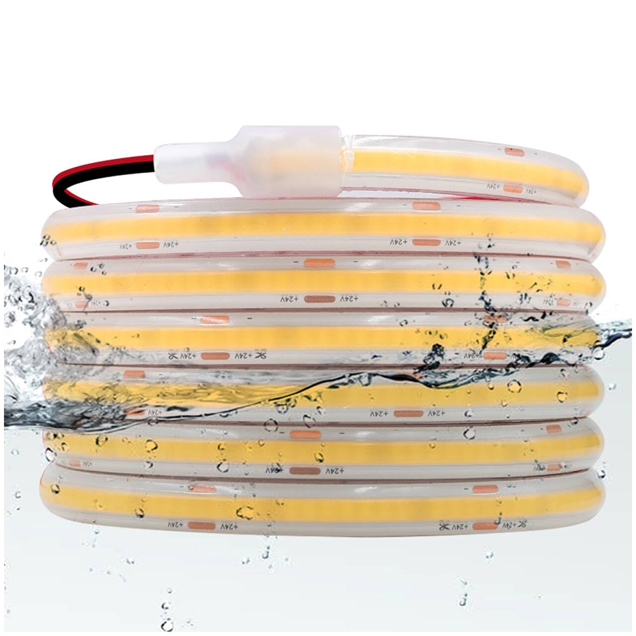 HEGEHE 24V COB LED Strip Light, 320 LEDs/m, IP68 Waterproof, Flexible LED Strip Light for Rooflight Living Room Kitchen Decoration (Natural White (