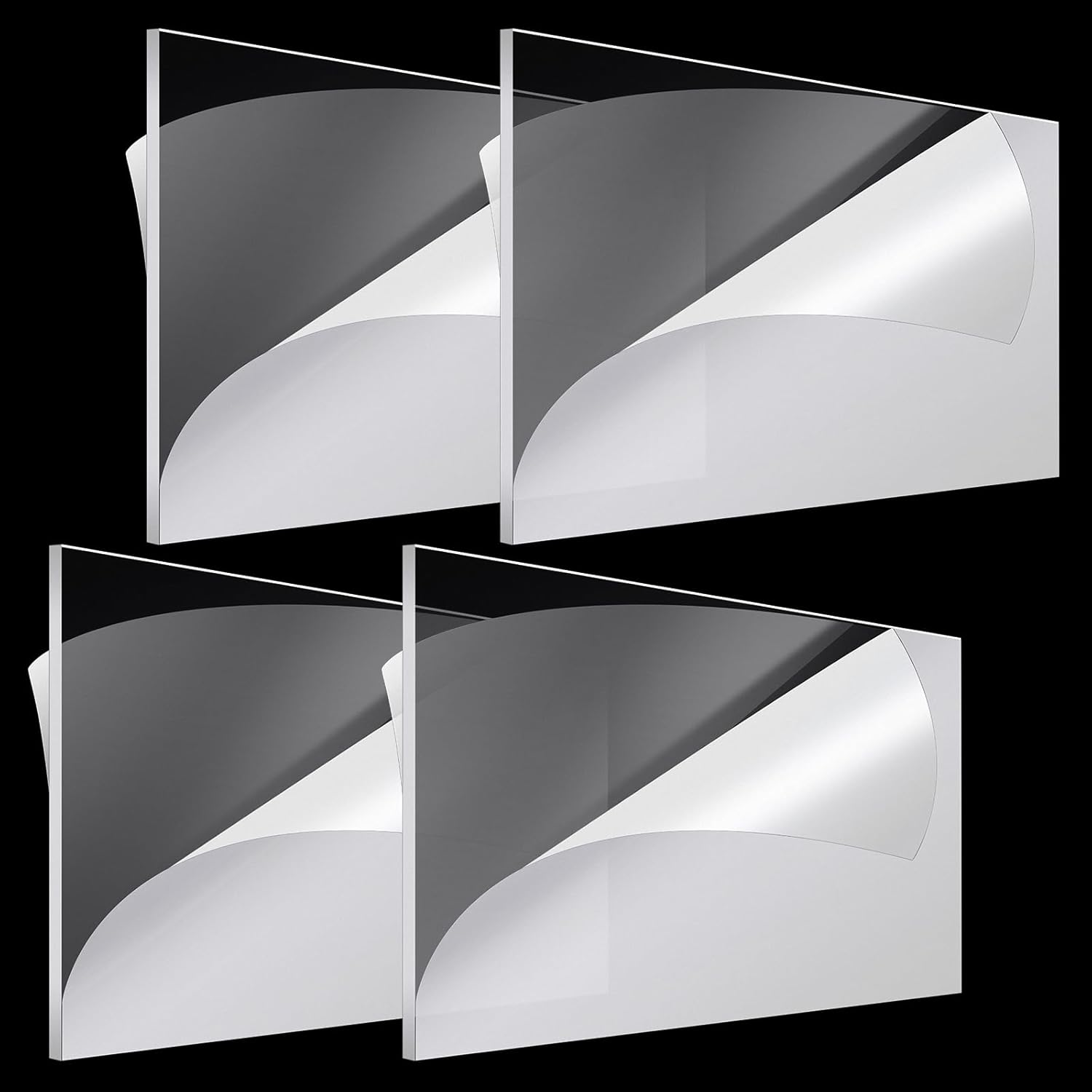 Roowest 4 Pcs 24 x 48 Inch, 1/8 Inch Thick Clear Acrylic Plexiglass Sheets Transparent Plastic Panels Sheets Cut to Size Cast Acrylic Board Panel with Protective Film for Craft DIY Project Sign Frame 24 x 48 Inch, 1/8 Inch Transparent 4