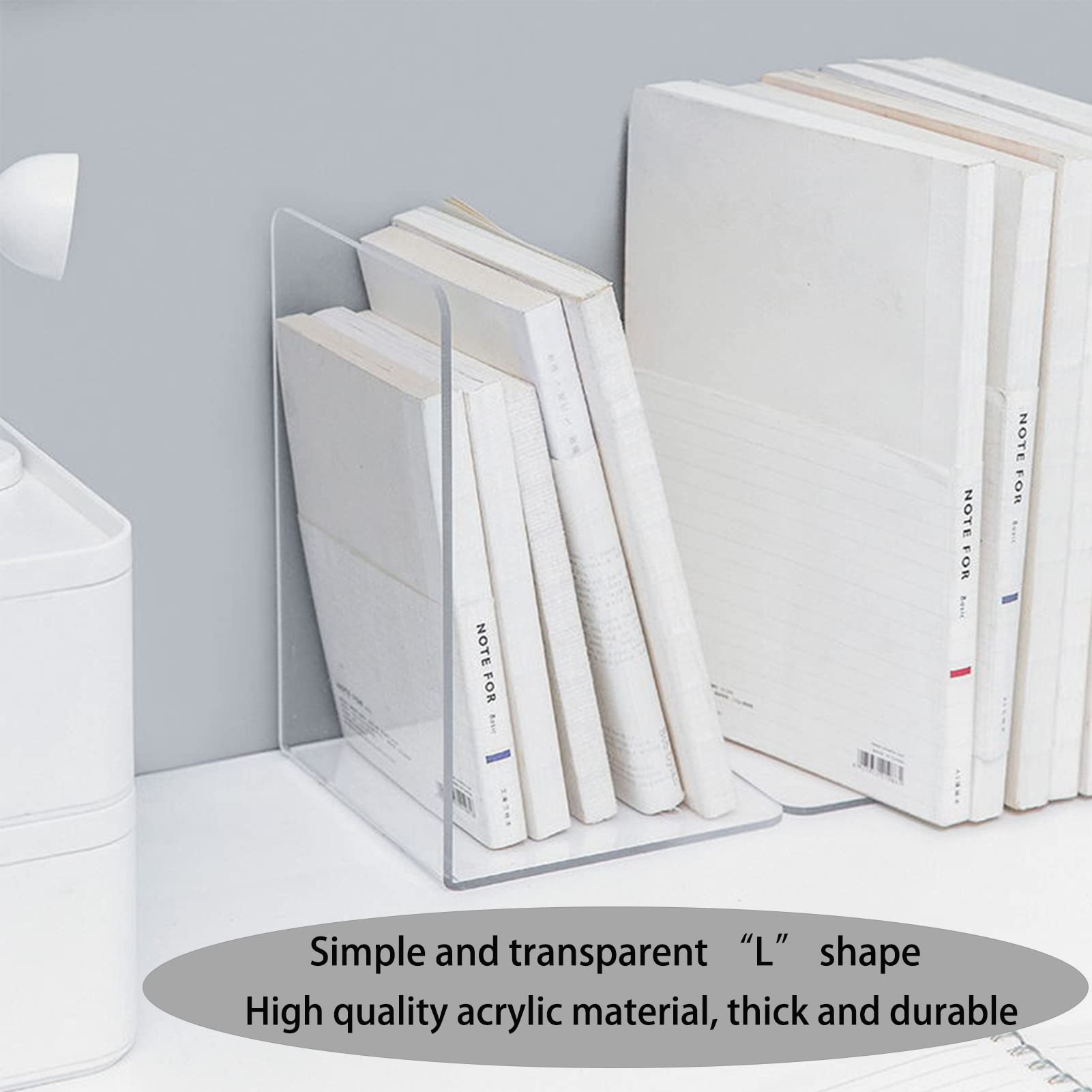 8 Pieces Bookends,Clear Bookends For Shelves,Heavy Duty Book Ends AndDesktop Organizer,Book Stopper For Books/Movies/CD - 21 - View #12