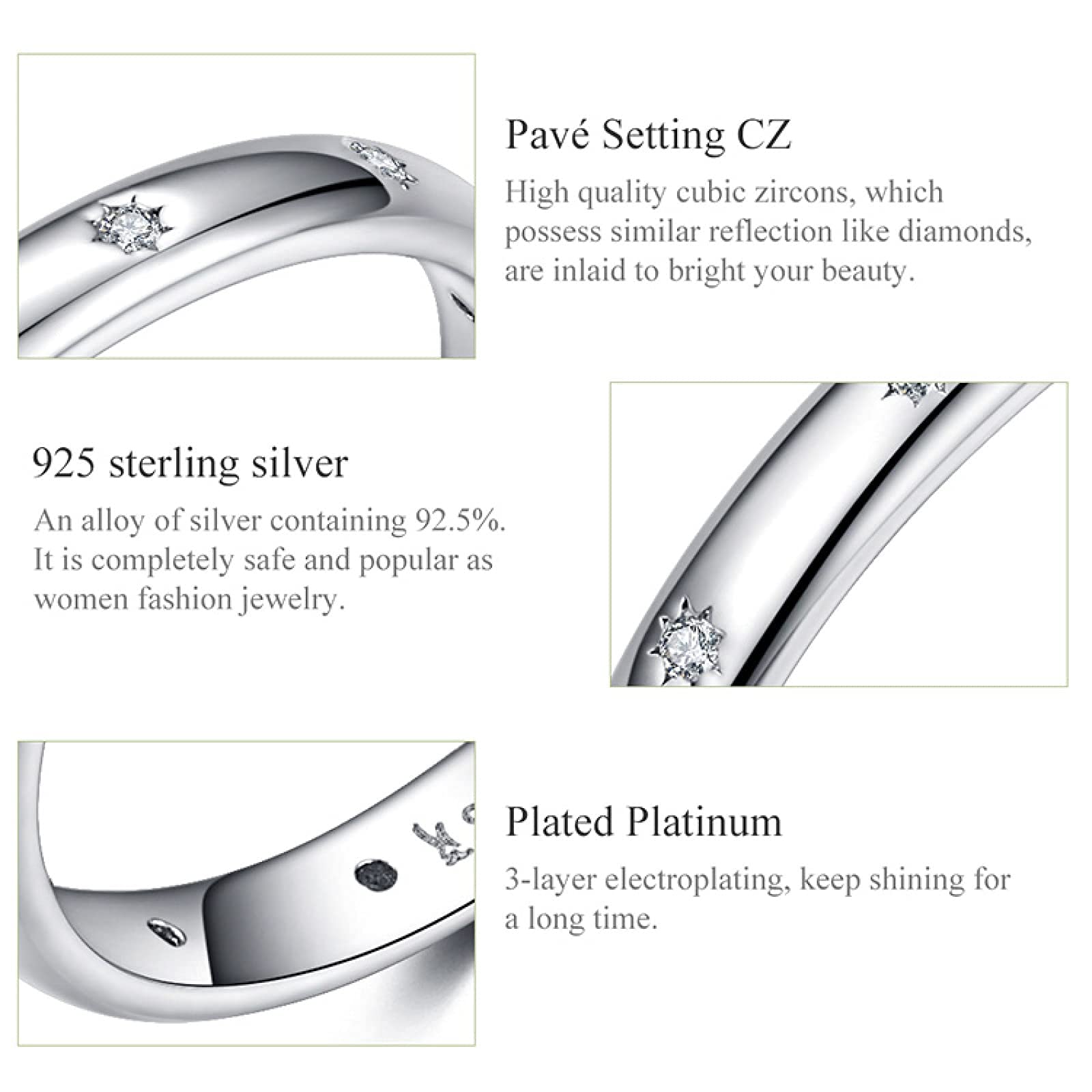 Damenring, Verlobungsring, Fingerringe aus Silber, für Damen und Herren, klarer Cz, Hochzeit, Sterlingsilber 925, Schmuck