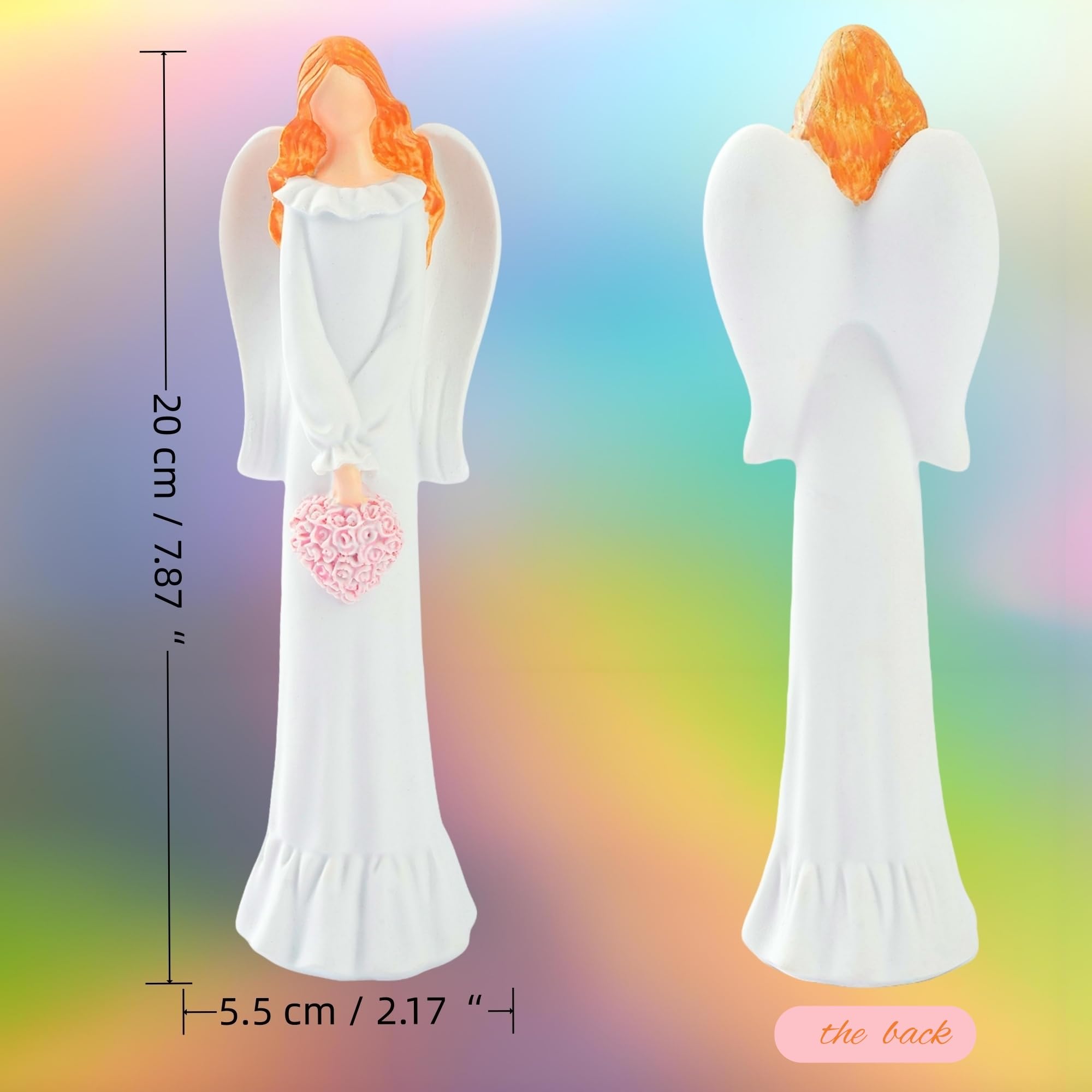 Vobewuza Angel Figurines - Hand Painted Healing Angel Figure Guardian Angel Gifts for Women, Thanksgiving, Christmas or Valentine’s Day 7.87''H