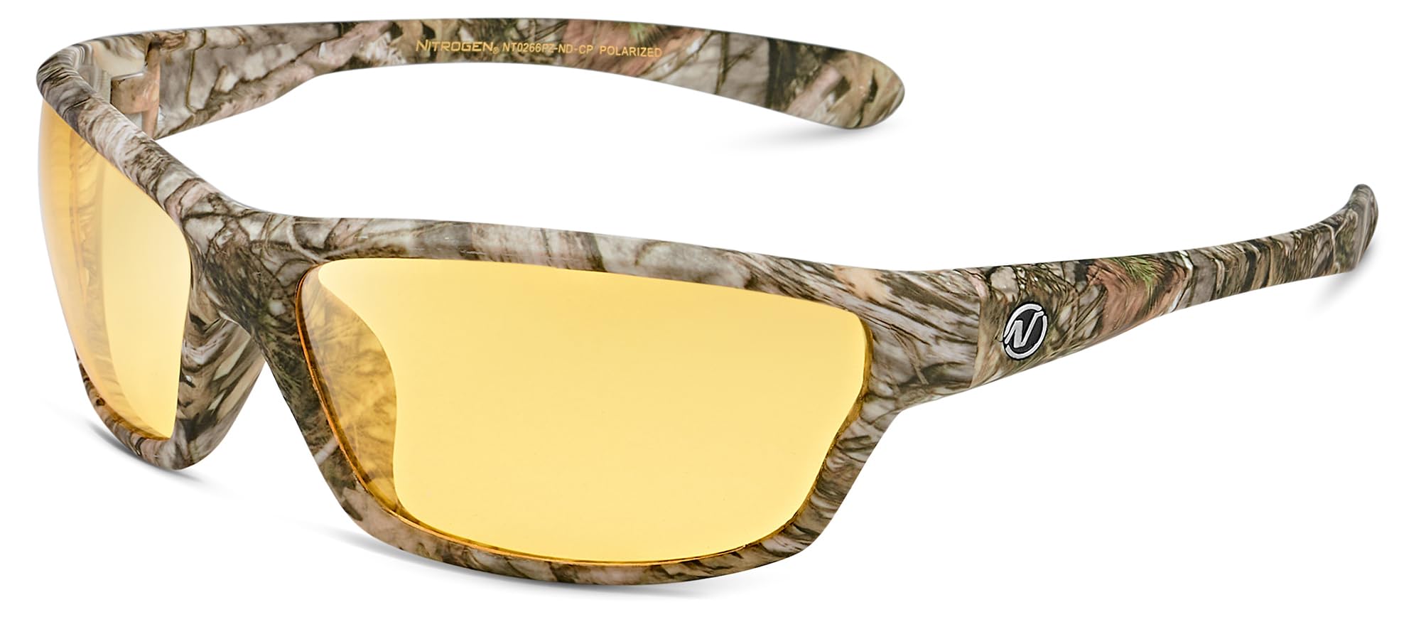 Nitrogen Polarized Wrap Around Sport Sunglasses for Men Women UV400 Driving Fishing Running Sun Glasses (Matte Camo | Yellow Night Driving)