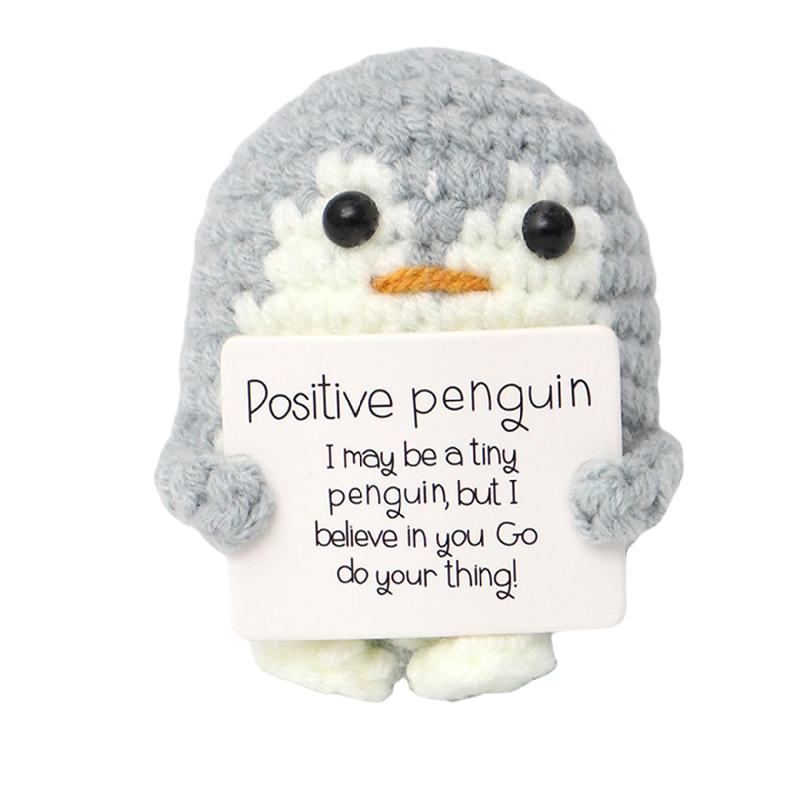 Funny Pocket Penguin Hug, 2.6 Inch Knitted Positive Penguin With Card Emotional Support Penguin Cute Wool Crochet Penguin Doll Creative Cheering Gift For Family Friends Encouragement Home Decoration