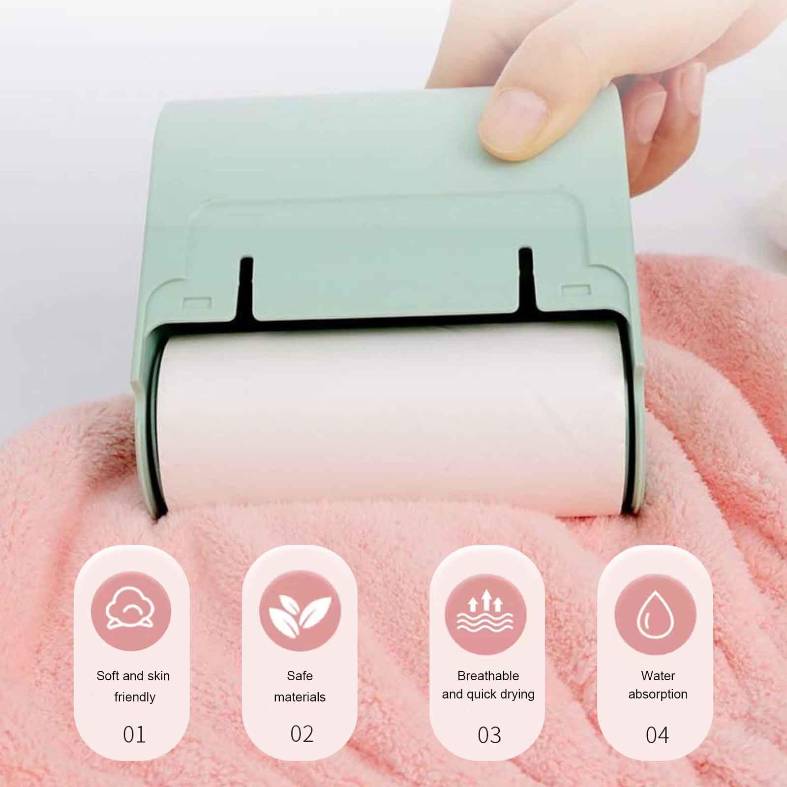 Turbanti Asciugacapelli In Microfibra - 3 Pezzi, Pile Corallino, Asciugatura Rapida, Con Bottoni - Foto 7