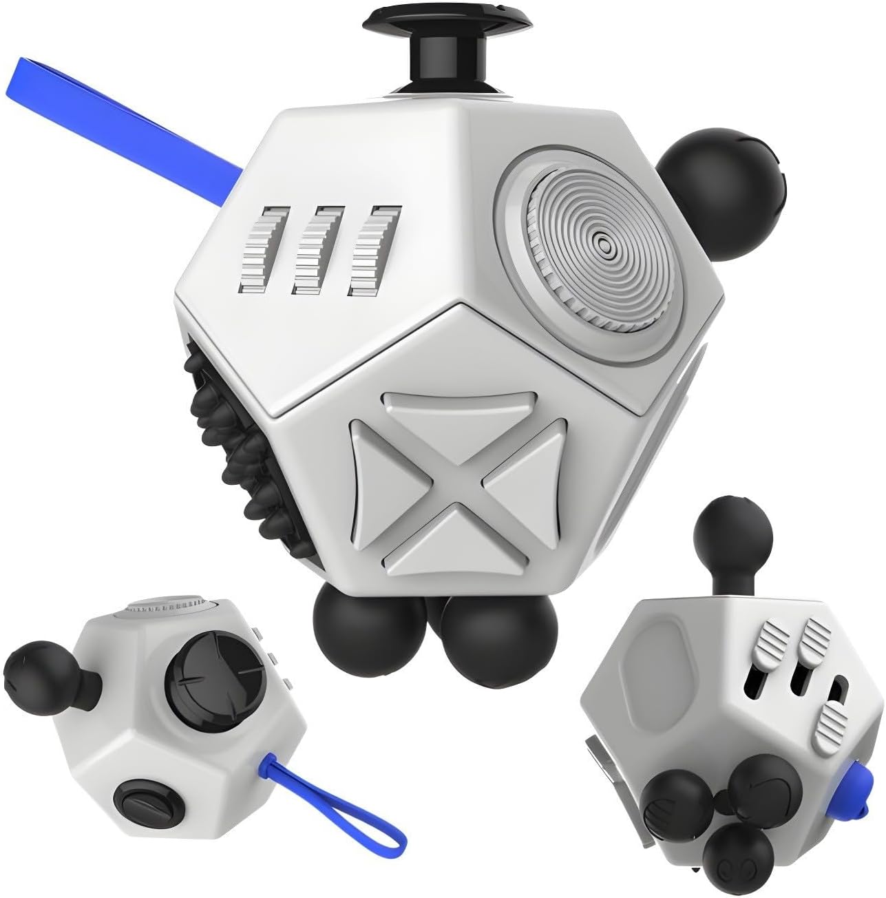 Fidget Toys Cube 12-Sided Decompression Cube Relieve Stress Anti Anxious Depression with Autism for Children and Adults (White-A2)