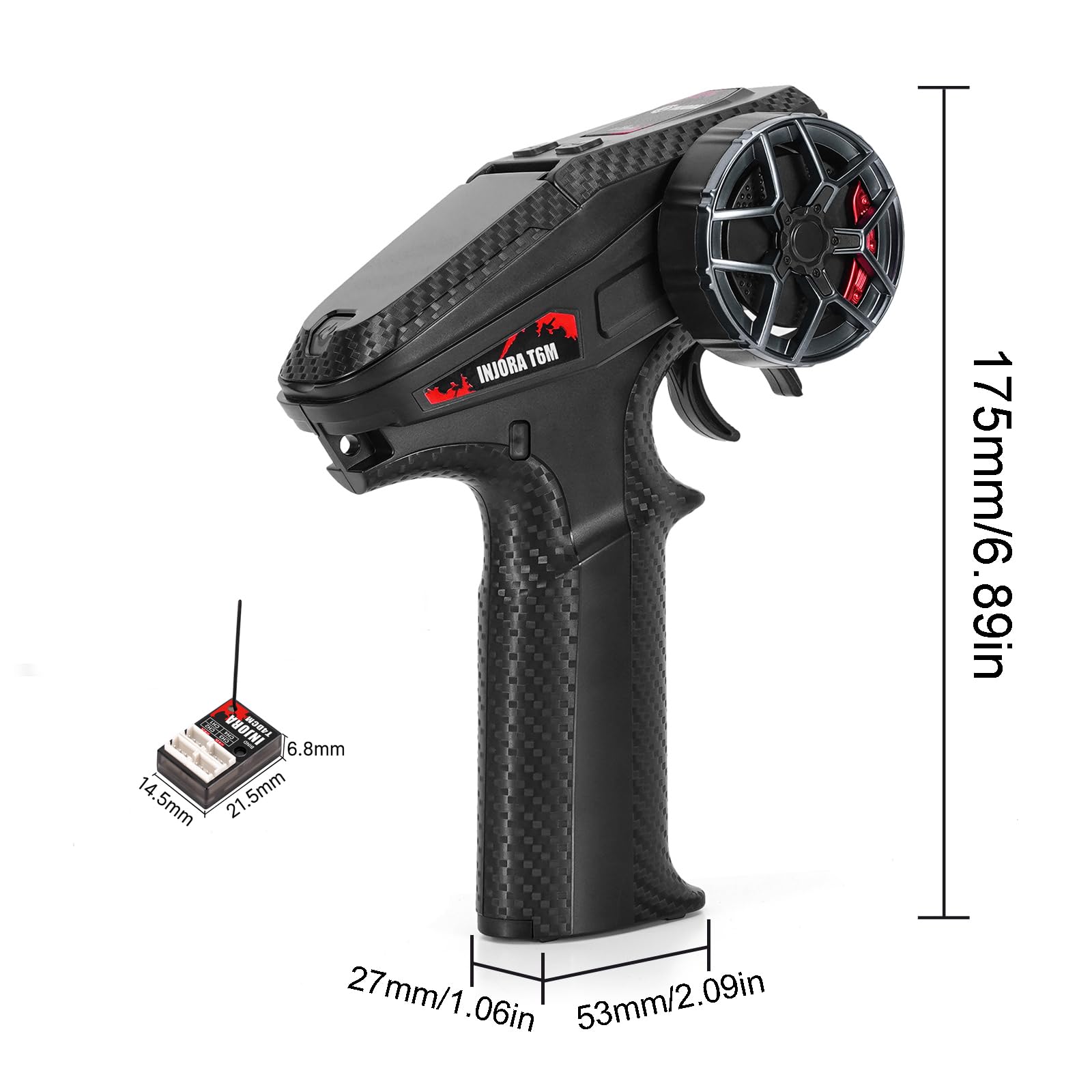INJORA T6M Micro émetteur 2,4 GHz avec récepteur compact T4DCM pour voiture télécommandée 1/30 1/24 1/18