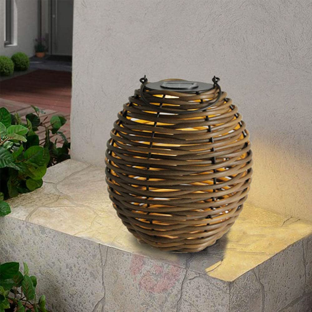 Polirattan solarna uchwyt metalowy LED ciepła biel RAFFY SOLAR H33cm