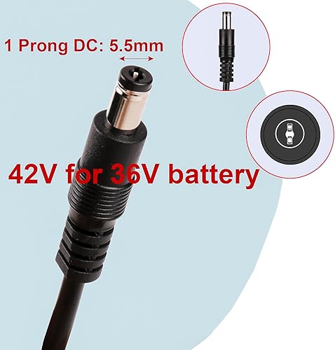 Miniatura 4 de Adaptador de CC universal de 42 V 2 A, conector de 1 clavija para batería de litio de 36 V, scooter eléctrico, escooter ebike 0.217 in enchufe