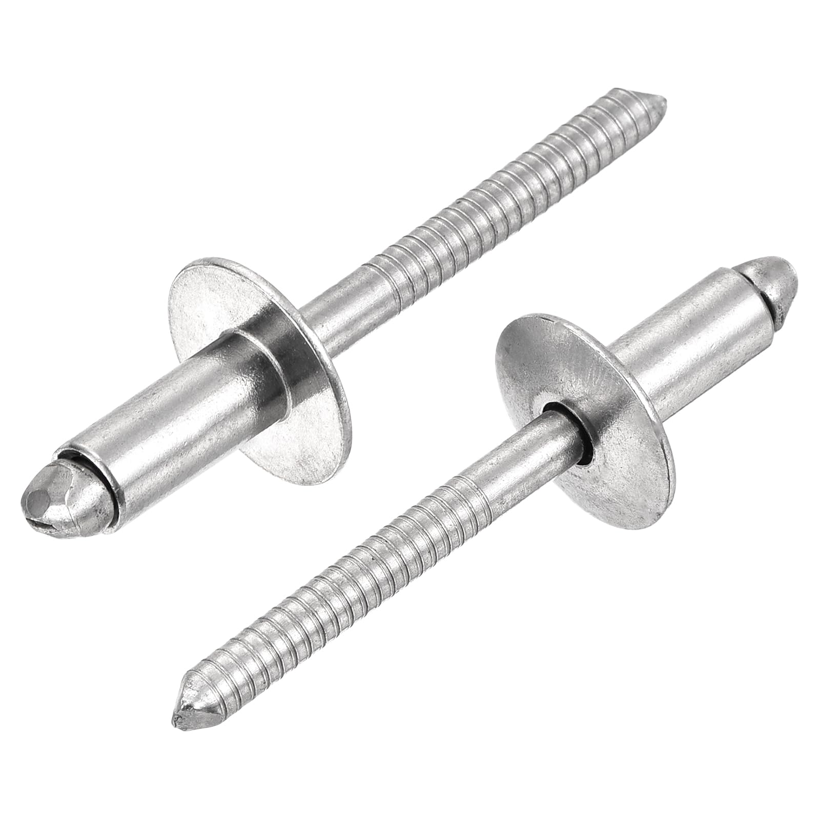 uxcell 50Pcs 1/4"x1/2" 304 Stainless Steel Large Flange Round Head Rivets, Large Cap Open End Blind Rivets for Construction, Automotive Manufacturing,