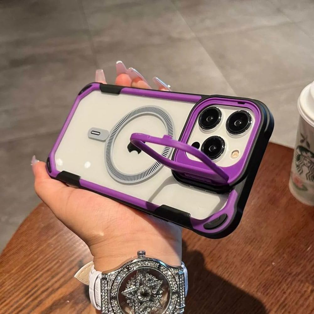 Protection iPhone 15 Pro antichoc : coque transparente violette - 4