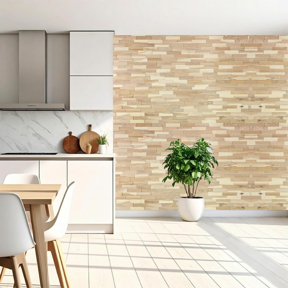 wodewa Rivestimento Murale Legno di Frassino I 1m² Pannelli Murali Rivestimento Parete Legno Decorazioni Pareti 3D Pannello Decorativo Cucina Cameretta